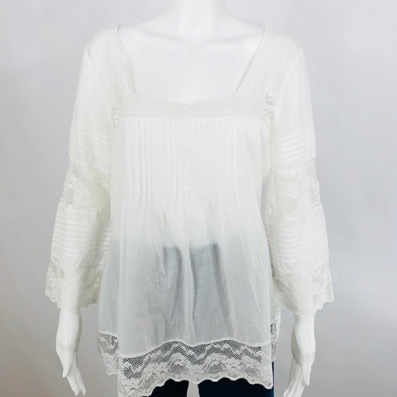 Lucky Brand Tops - Lucky Brand Peasant Top Womens Size Medium Lace